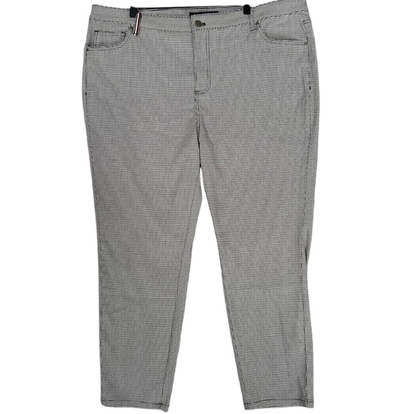 Tommy Hilfiger Womens Black White Houndstooth Stretchy Knit Dress Pants - Picture 2 of 11